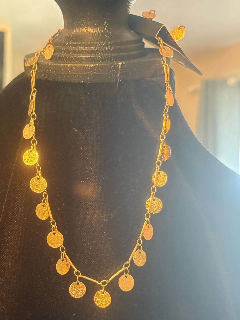 Gold Disc Dangle Necklace - Women Jewelry